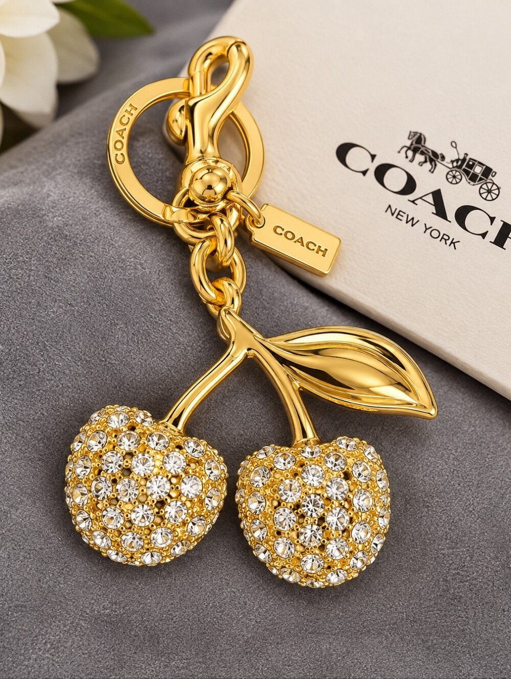 Coach Gold Tone Logo Keychain Charm